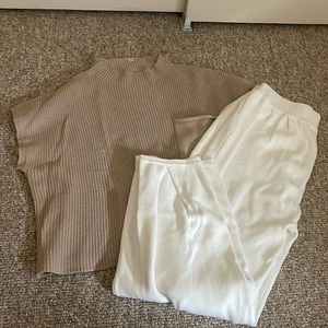 VIRAL AMAZON SET! Antares’s Women’s Two Piece Set in color khaki white Size L